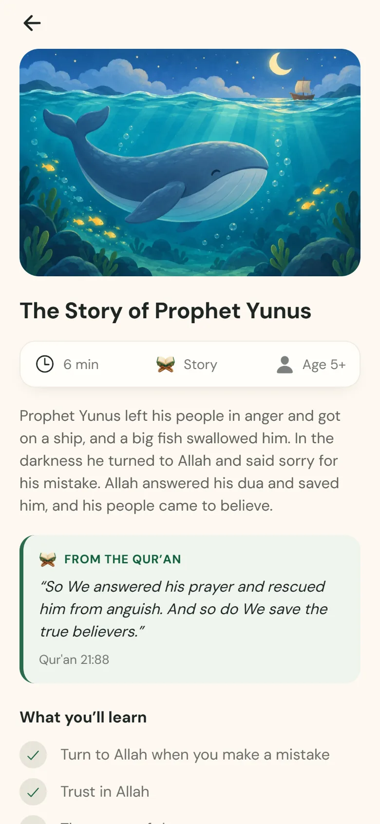 The Story of Prophet Yunus, with what your child will learn